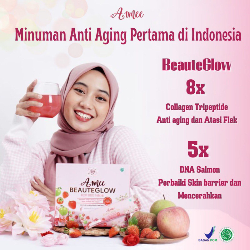 Aimee Beauty Glow Minuman Kolagen Premium Collagen Drink with DNA Salmon Apple Stem Cell Saffron