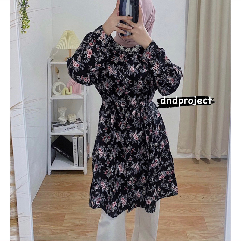 Amara Tunik | Blouse Flower Kemeja Atasan Wanita Motif Bunga.
