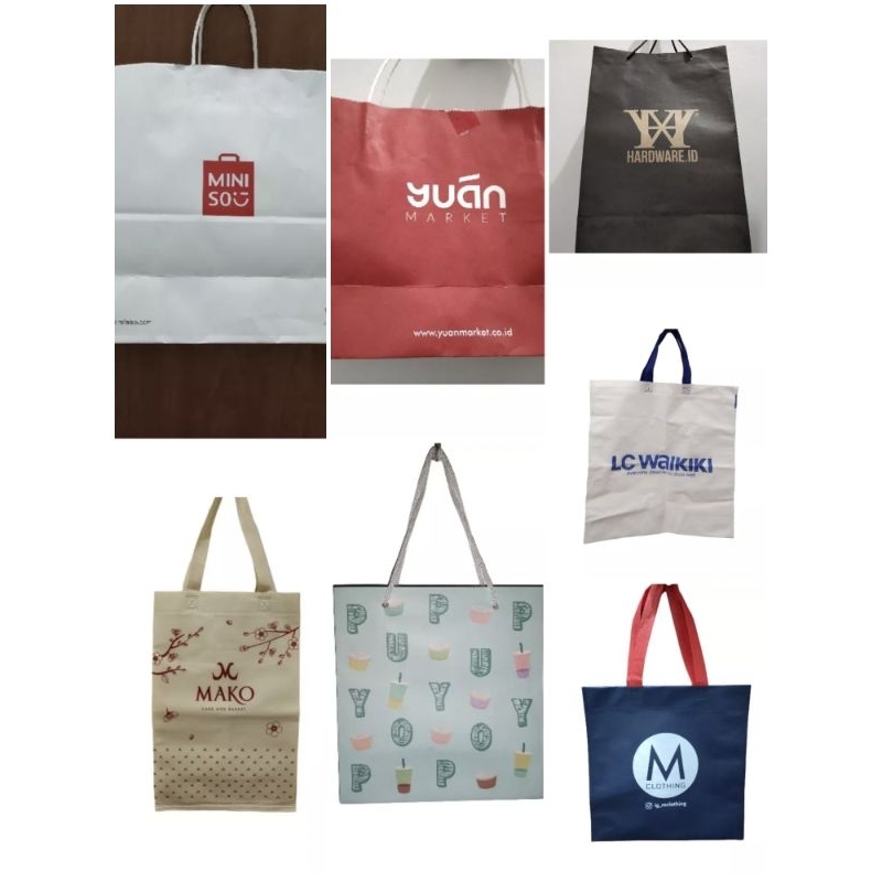 

Paperbag dustbag branded paper bag original yuan, hardware, miniso, m clothing, puyo, mako, lc waikiki