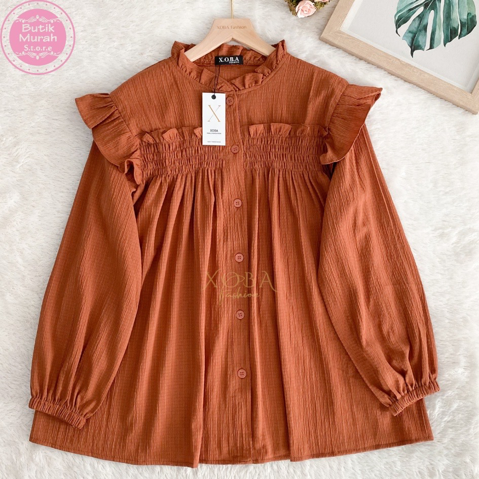 Atasan wanita blouse baby lady polos kerut dada terbaru