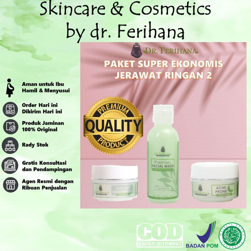 Paket Jerawat Ringan dr. Ferihana Cosmetics & Skincare BPOM LPPOM MUI