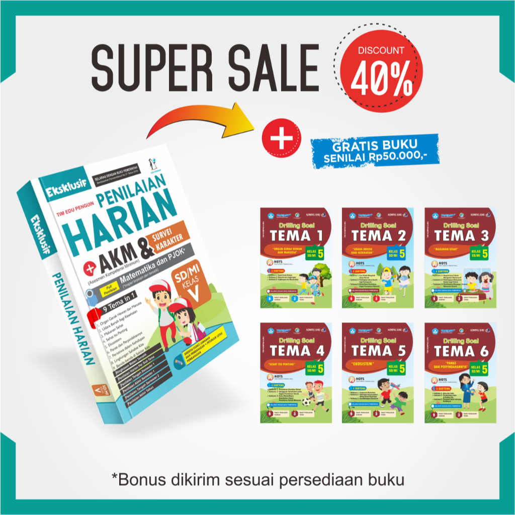 Buku Ulangan SD Kelas 5 Eksklusif Penilaian Harian + AKM Kelas 5