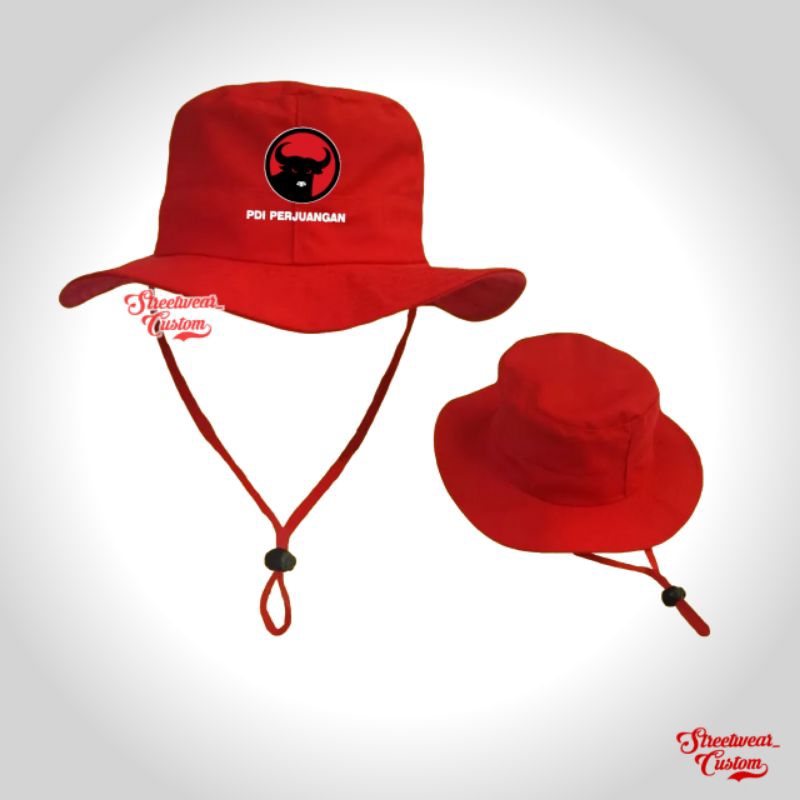 Topi Rimba PDI Perjuangan Partai PDI Rimba Hats Topi Gunung Pria Wanita Jungle Hats