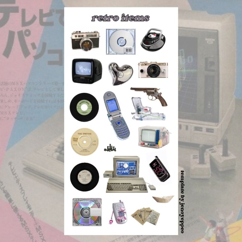 

aesthetic journaling stickers || Retro Series — Retro Items
