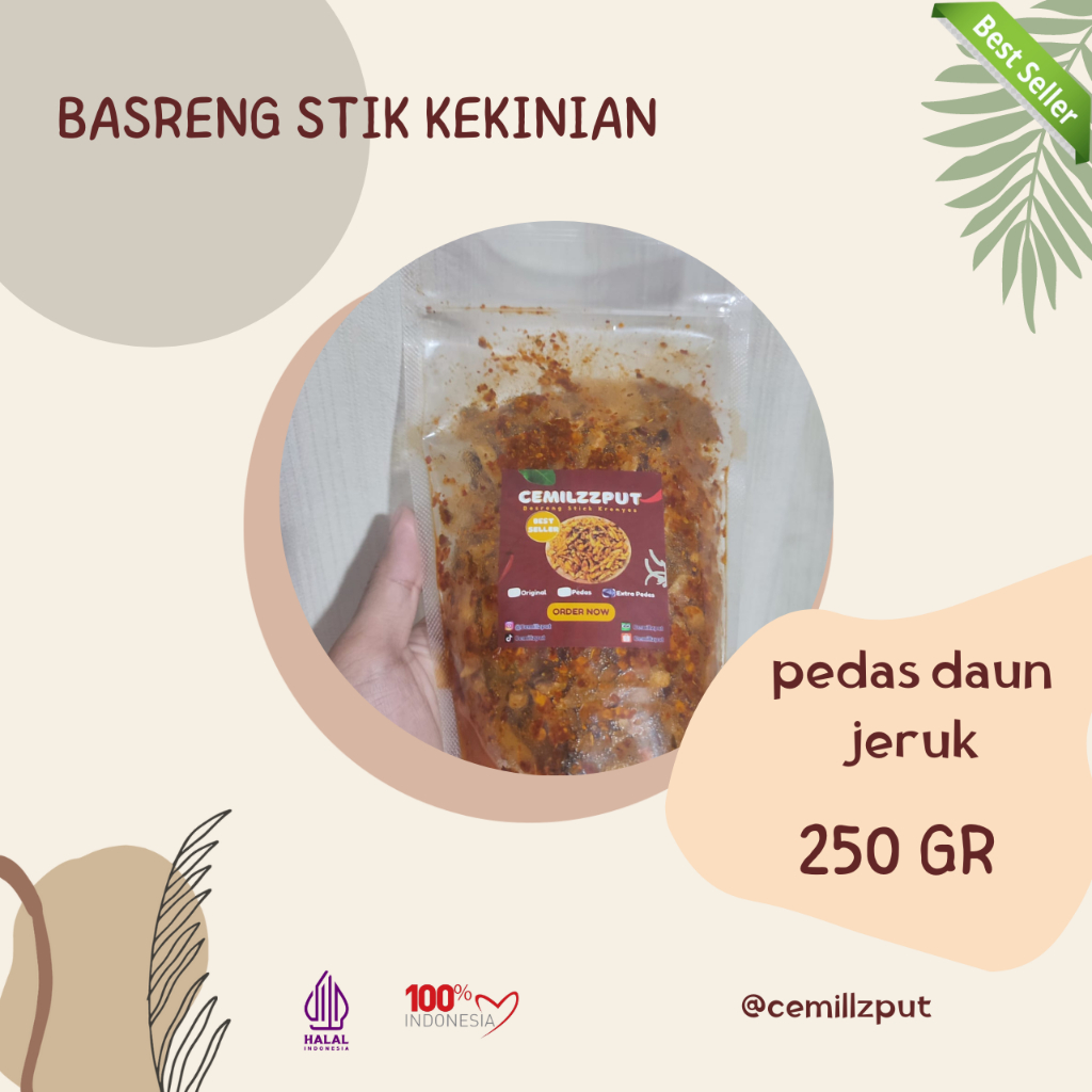

BISA COD CEMILZZPUT Basreng pedas daun jeruk 250 gr basreng stick/stik daun jeruk 250 gr