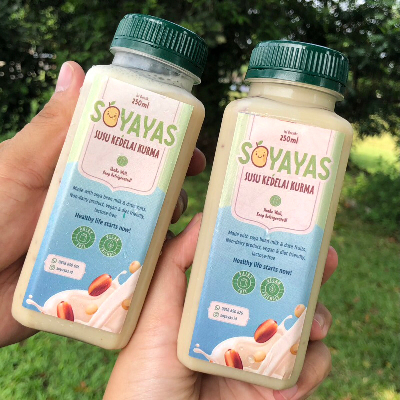 

SOYAYAS Susu Kedelai Kurma Sukur Soy Soya Bean Milk Datesmilk Non dairy vegan diet lactose free minuman sehat healthy drink ASI booster hamil bumil busui promil