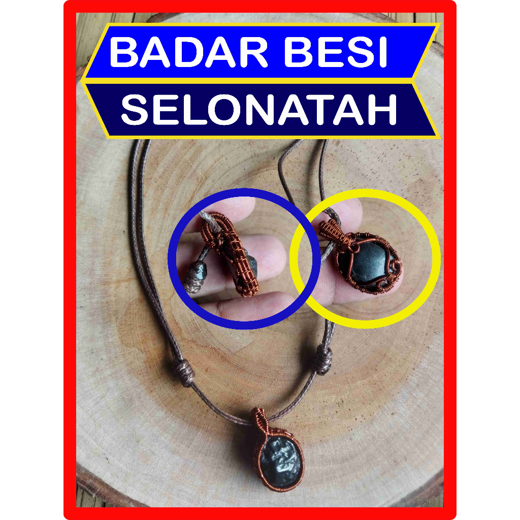 Kalung Batu Akik Liontin ERtnik Badar Besi Selonatah