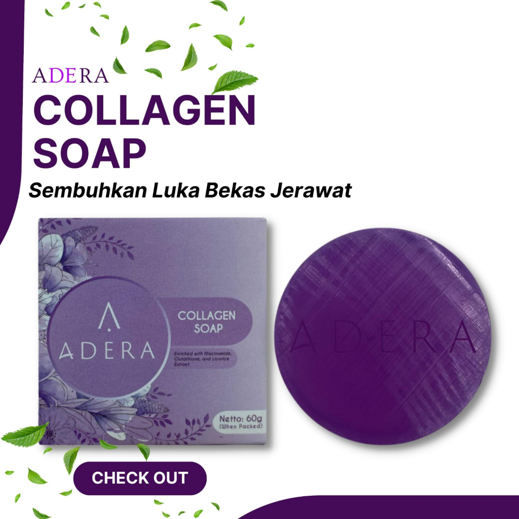 Adera Collagen Soap Sabun Cuci Muka Pria Wanita Pemutih Badan Wajah Penghilang Gatal Luka Bekas Jera