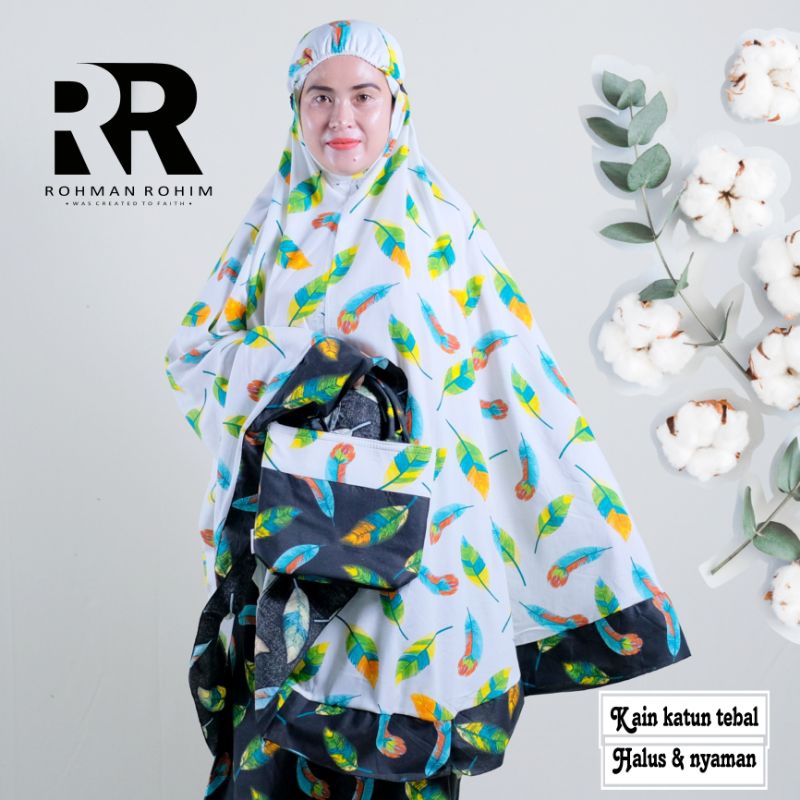 Mukena dewasa katun bunga print Mukena dewasa motif kain tebal