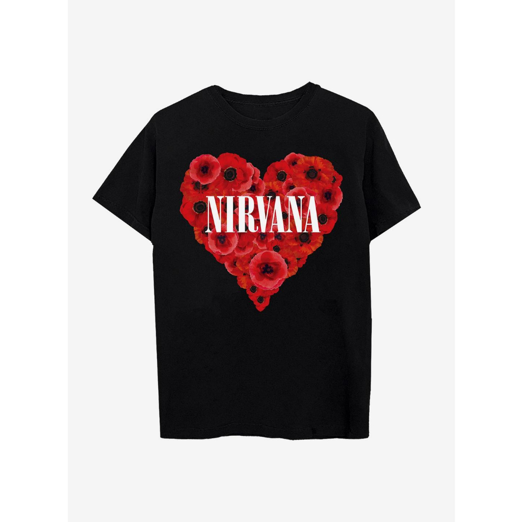 BAJU KAOS Nirvana Heart Flowers Boyfriend Fit Girls T-Shirt