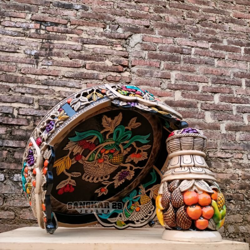 Tebok sangkar Lovebird sogon motif buah ukir free palet kayu