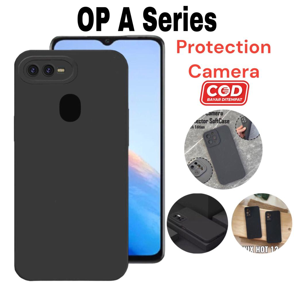 Casing OPPO A5s A7 A11k A12 Real Liquid Square High Quality Premium Soft Case Hitam Polos