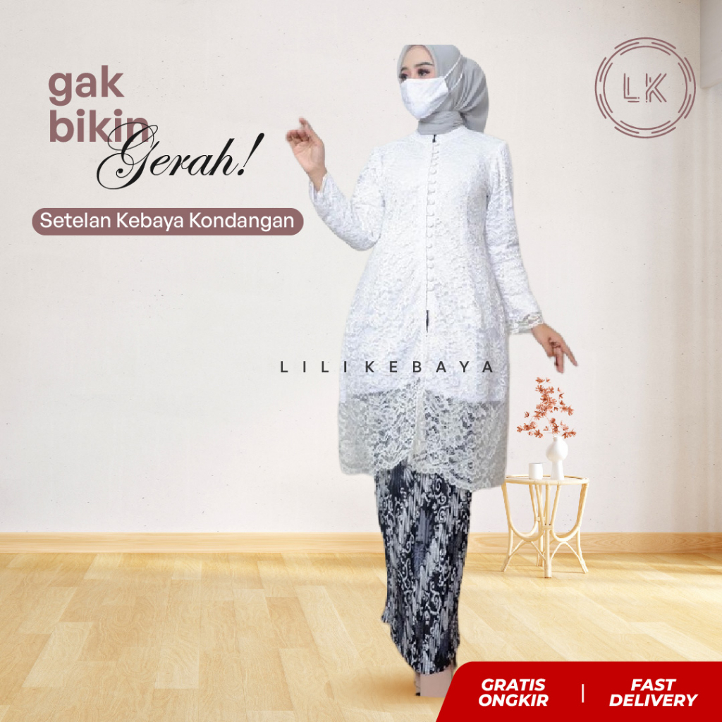 One Set Kebaya Kondangan Atasan Tunik Brukat Dan Rok Batik Pakaian Baju Seragam Keluarga By Lili Keb
