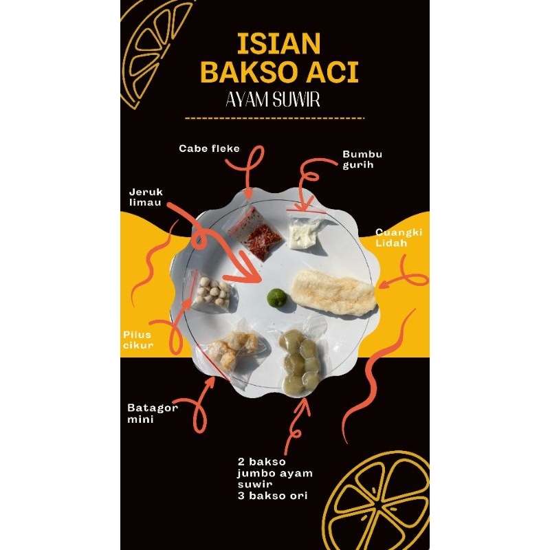 

Paket PROMO 8 pack Bakso aci ayam suwir besar gurih extra pedas isi 2 bakso aci isi 3