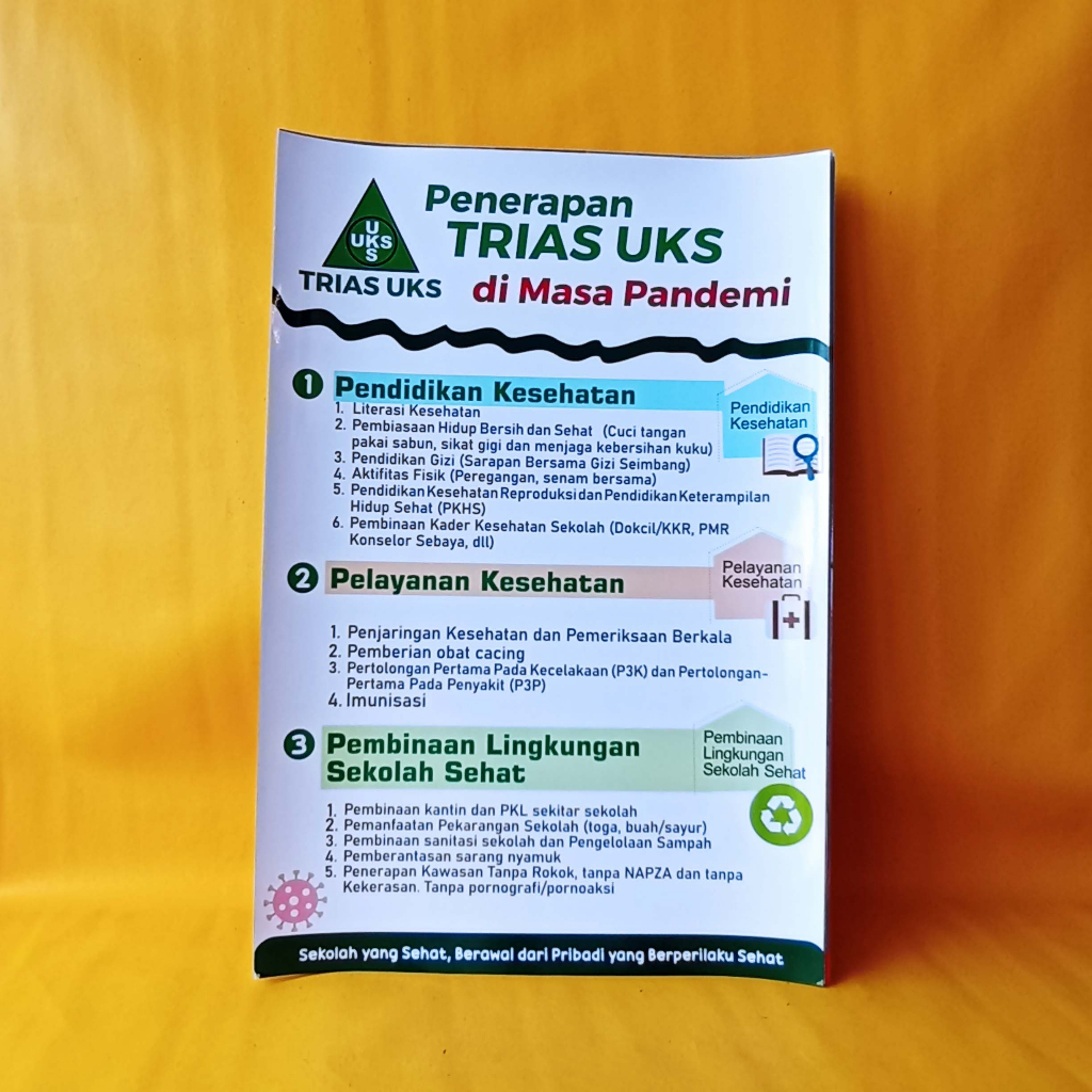 Poster Trias UKS | Poster Penerapan TRIAS UKS dimasa Pandemi | Poster Sekolah | Poster Kesehatan