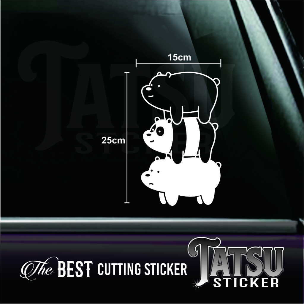 CUTTING STICKER - STIKER KACA MOBIL MOTOR BODY - WE BARE BEARS GENDONG
