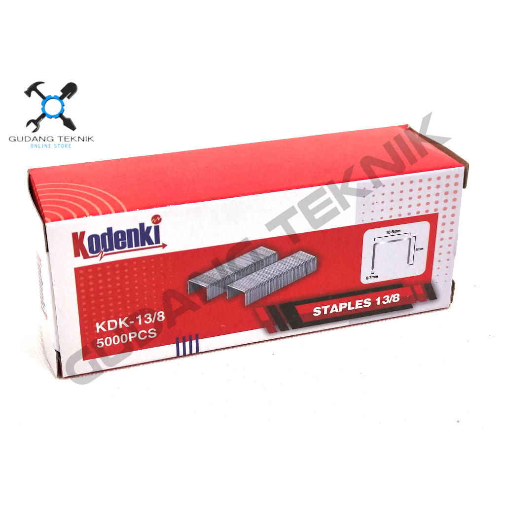 

(KODENKI 13/8) Isi Staples Paku Tembak 13/8 8mm U 5000pcs KODENKI / Refil Refill Isi Ulang Air Nailer Angin Stapler Gun Tracker Jok KODENKI