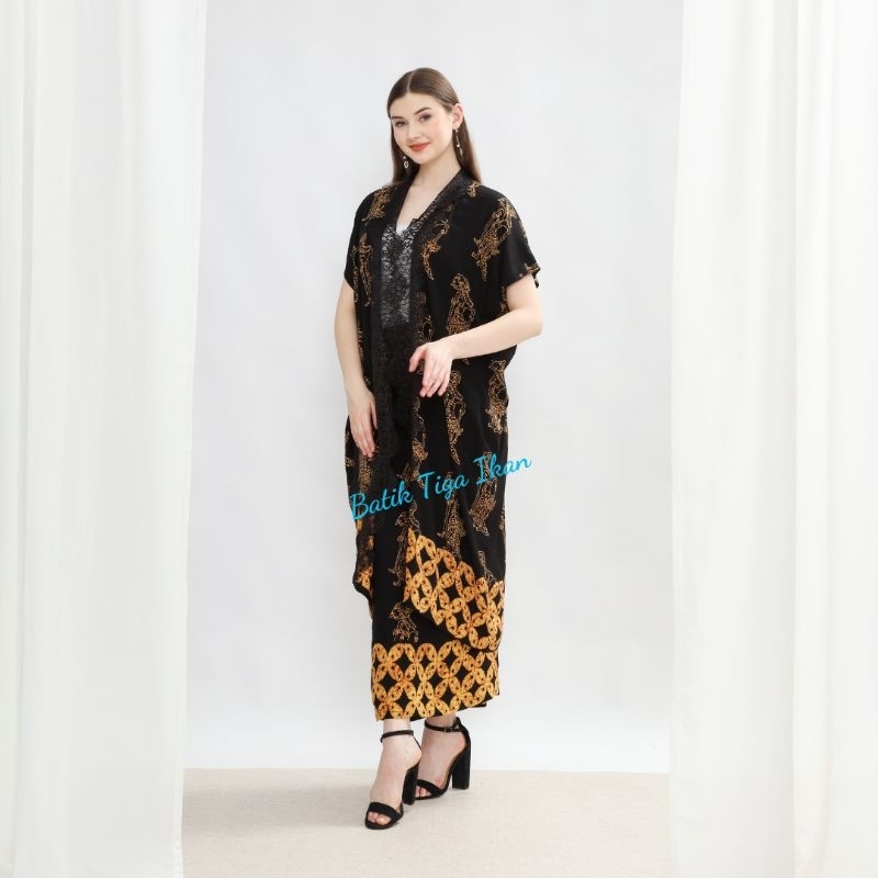 SETELAN BATIK WAYANG WANITA OUTER LACE MIX ROK LILIT PARIS PREMIUM