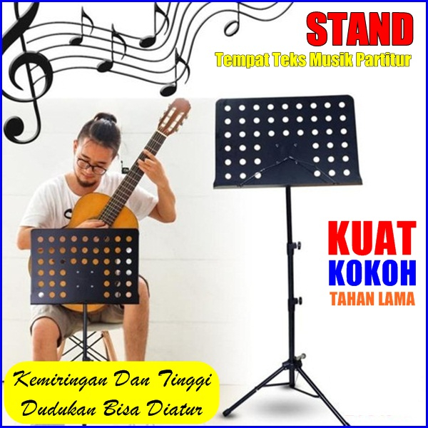 Stand Teks Lagu Tempat Buku Lagu Partitur Sheet Musik Stand Book Lipat Besar Bolong Stand Buku Parti