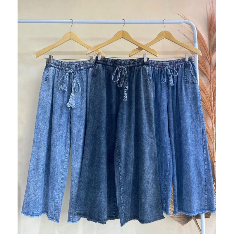 CELANA KULOT JEANS RAWIS PINGGANG KARET