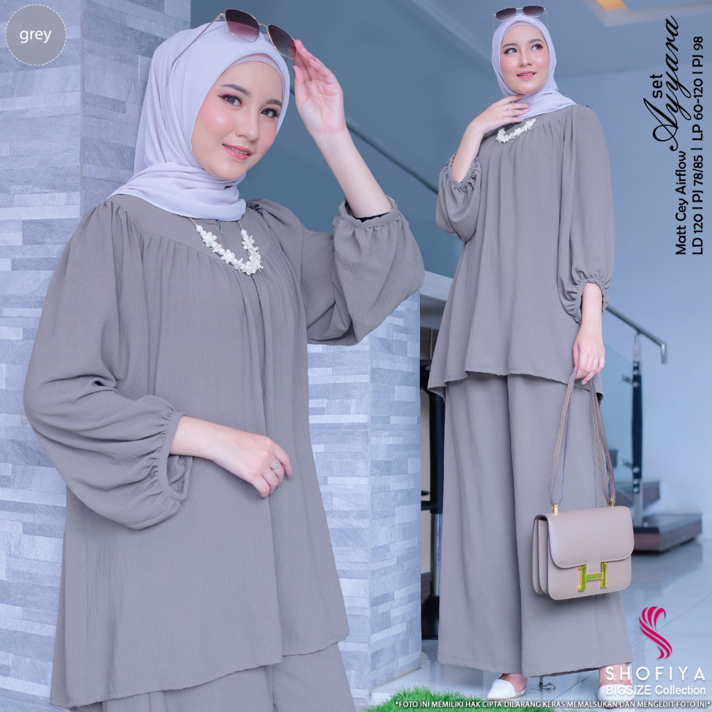 ayara #1 set stelan setelan baju tunik blouse bluse dres kulot jumbo big over size ld 120 xxxl bigsi