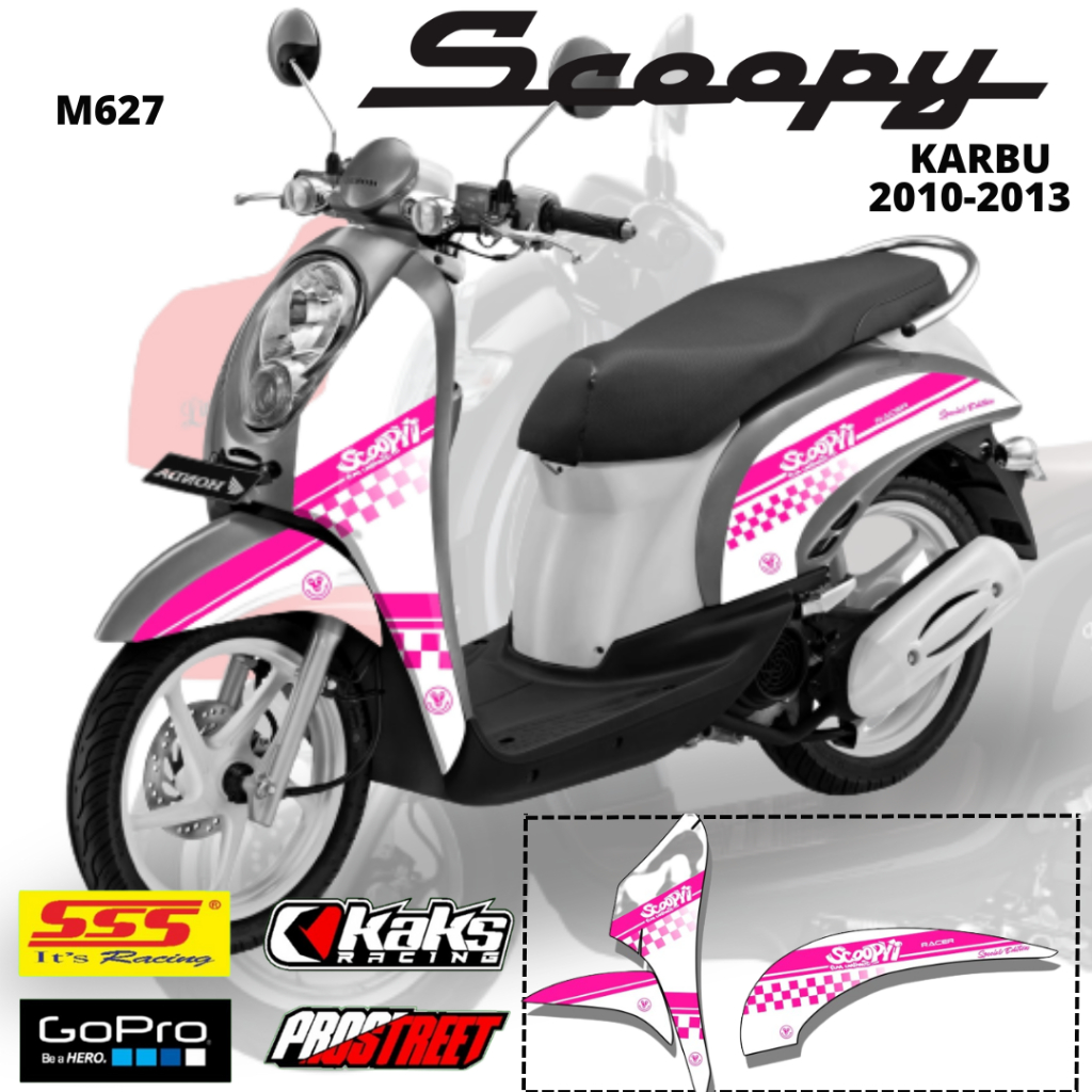 Lis Stiker Striping Honda Scoopy Karbu M627 Tahun 2010 2011 2012 2013 Pelindung List Sticker Aksesor