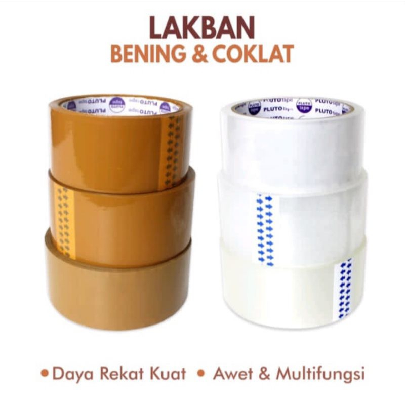 

lakban pluto 45x100 yard bening dan coklat harga pabrik