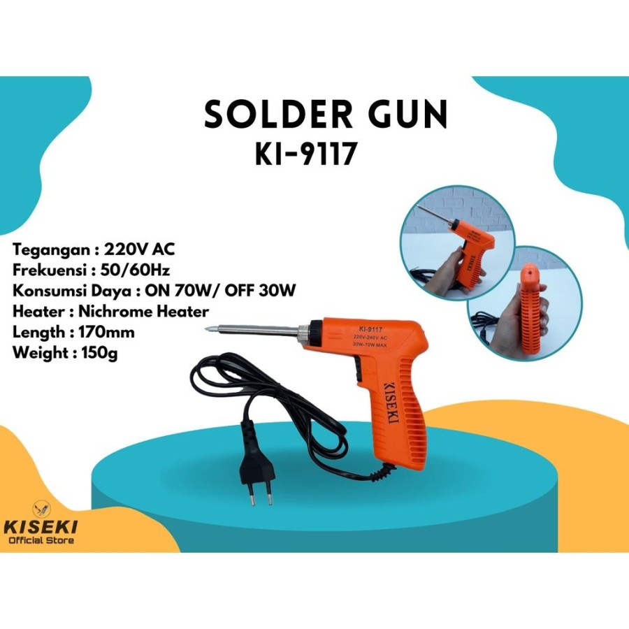 Solder Tembak Listrik Kiseki KL- 9117 Solder Gun 30-70W Mata Keramik