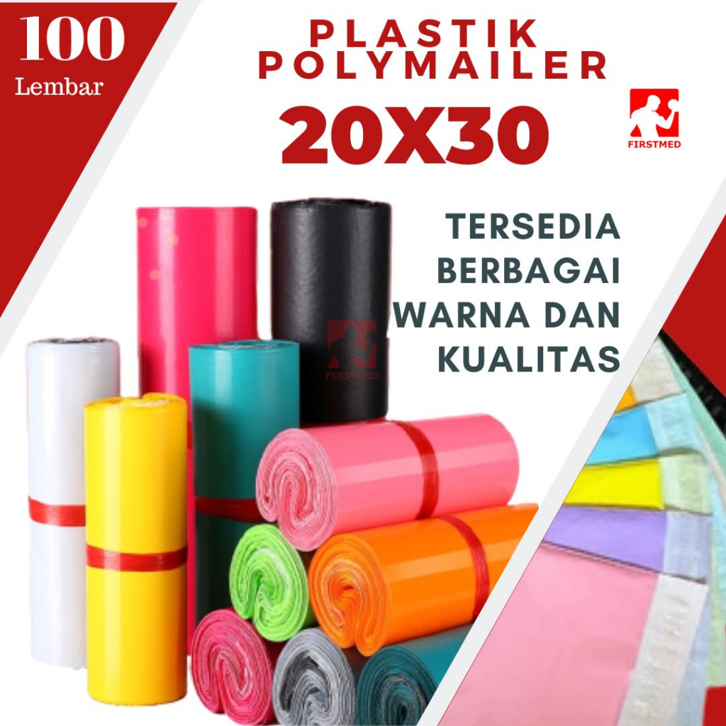 

PLASTIK POLYMAILER 20X30 100 PCS PLASTIK POLIMER PACKING PLASTIK PACKING WARNA ADA PEREKAT