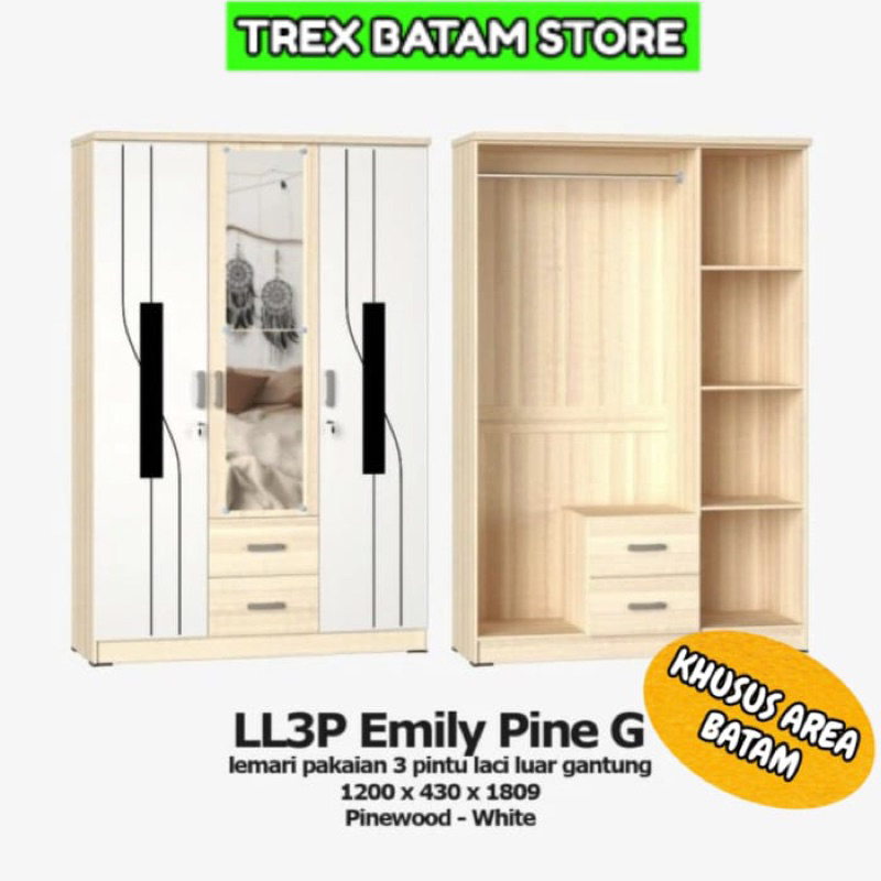 LEMARI PAKAIAN 3 PINTU LL3P EMILY [ BATAM ]