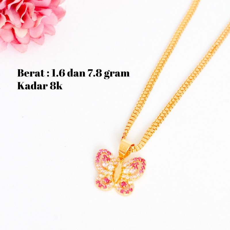 kalung milano dan liontin kupu emas kadar 8k