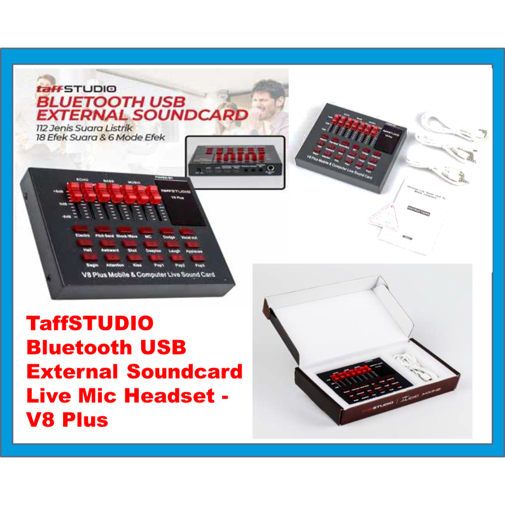 Sound card V8 PLUS Mixer SoundCard V8 PLUS  MIXER Audio USB External Soundcard  Live Mic Headset - V