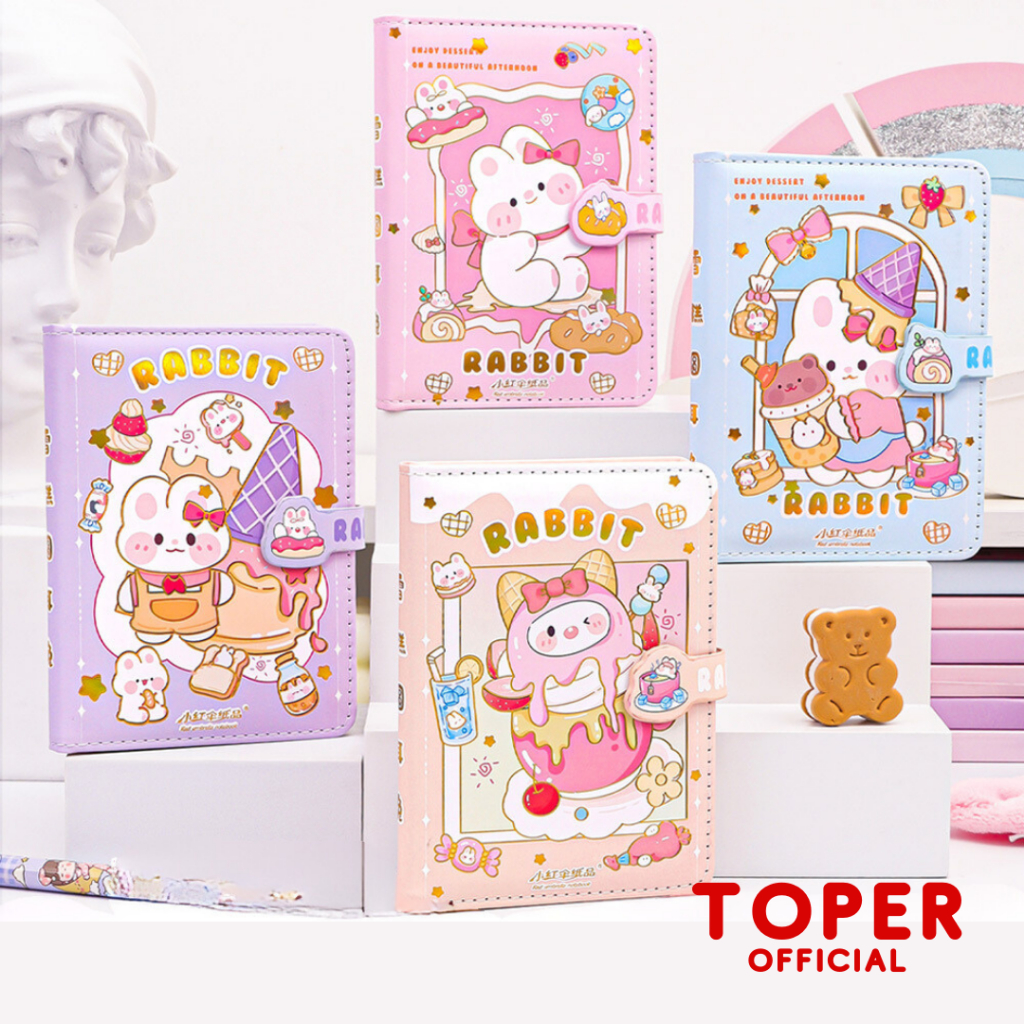 

TOPER Buku Agenda Diary Note Book Mini Hardcover Lucu 64K Leather Kulit Penutup Magnet Full Color Satuan Karakter Character