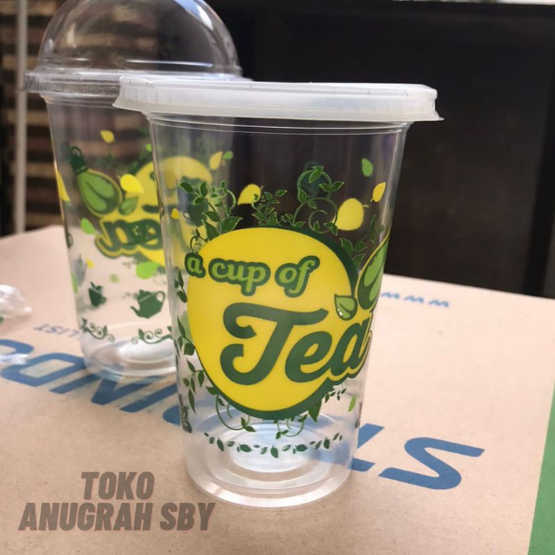 

2Xbtygneal Sakha Snack ) Gelas Plastik Sablon Cup Of Tea Starindo 14 & 16 Oz