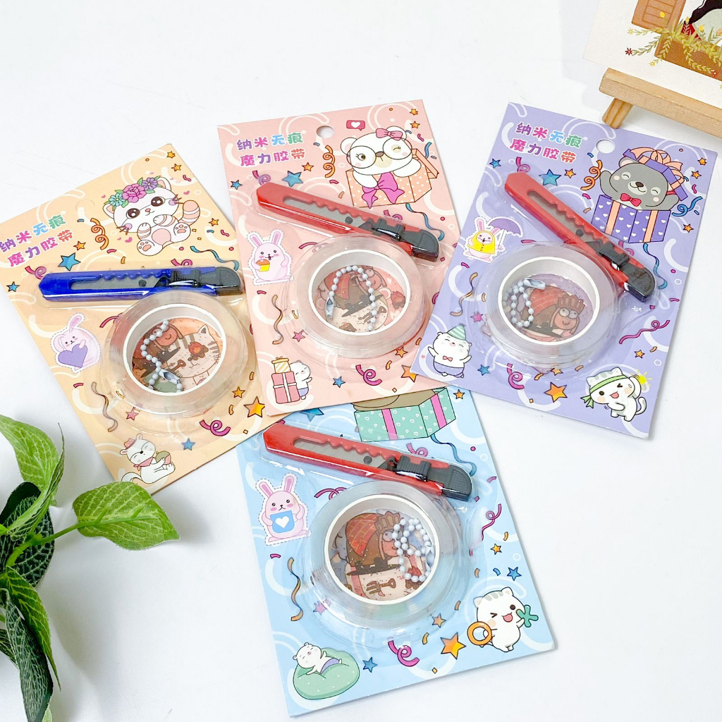 

Paket Selotip + Cutter Hewan + Rantai Kecil Akrilik + Stiker + Transparant Double Tape + Cutter Pisau Mekanik Motif Karakter Hewan Cute Stiker Travel Set Glitter Waterproof Pastel Jurnal Scrapbook Diary Estetik Decoration Hampers Bingkisan Anak