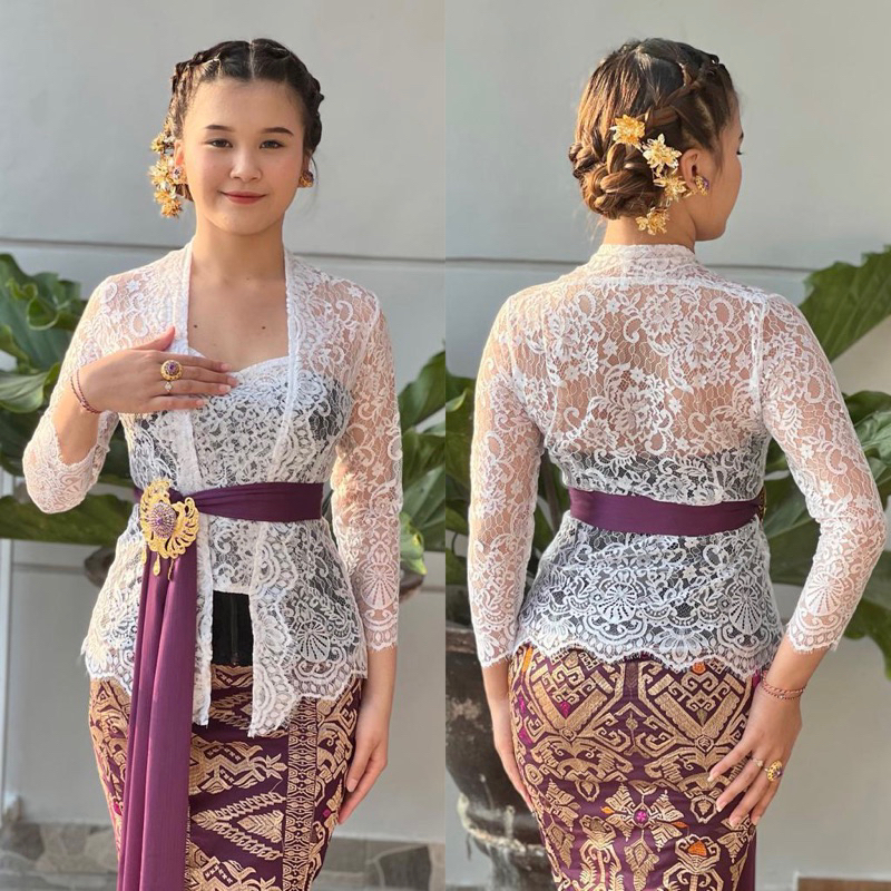 kebaya jadi semi Prancis glossy metalic kancing klepet