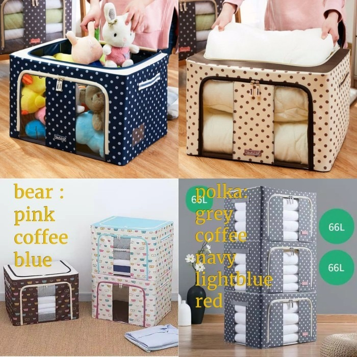 Storage Box 66L Double Zipper Frame Baja Large Besar Box Storage Penyimpanan Serbaguna