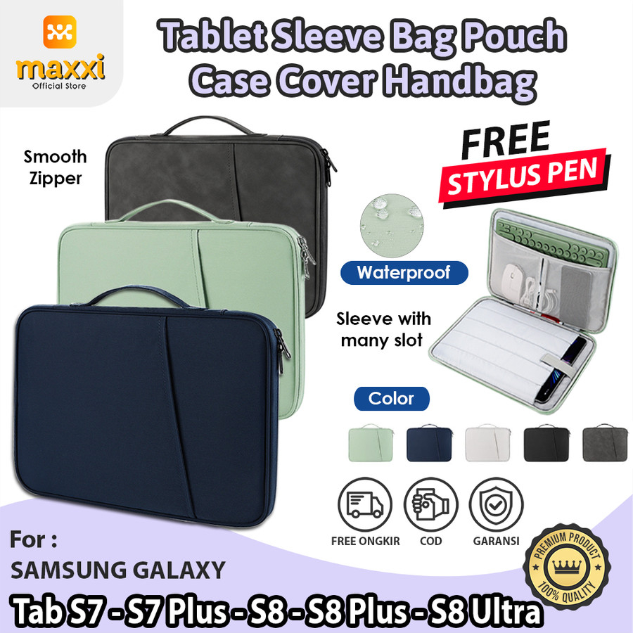 Tas Tablet Samsung Galaxy S Series S10 Plus S10FE 2024 S7 S8 S9 FE Plus + Gratis Stylus Tahan Air Sl