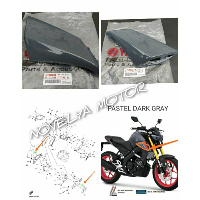 SCOOP AIR SAYAP SATUAN KIRI KANAN MT15 MT 15 ABU GREY ORI YAMAHA B8D-F13-GE