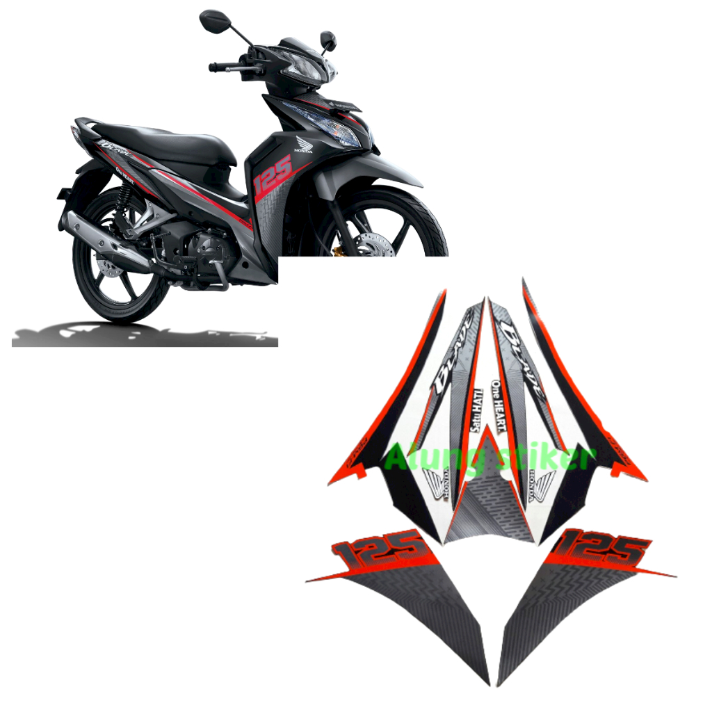STIKER STRIPING LIS LES BODY MOTOR BLADE RACING 125 FI 2016 HITAM-MERAH STANDAR