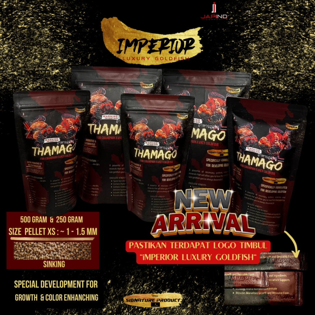 Pelet Ikan Koki/Goldfish NEW Thamago XS - Growth & Color Enhanching 1 KG (Thai Secret Recipe)