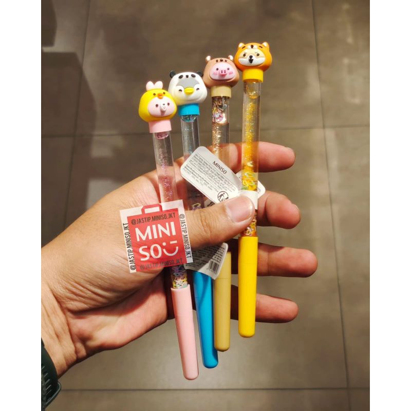 

MINISO Pulpen PVC Head Glitter Gel Pen MINI FAMILY Series (0.5mm Black