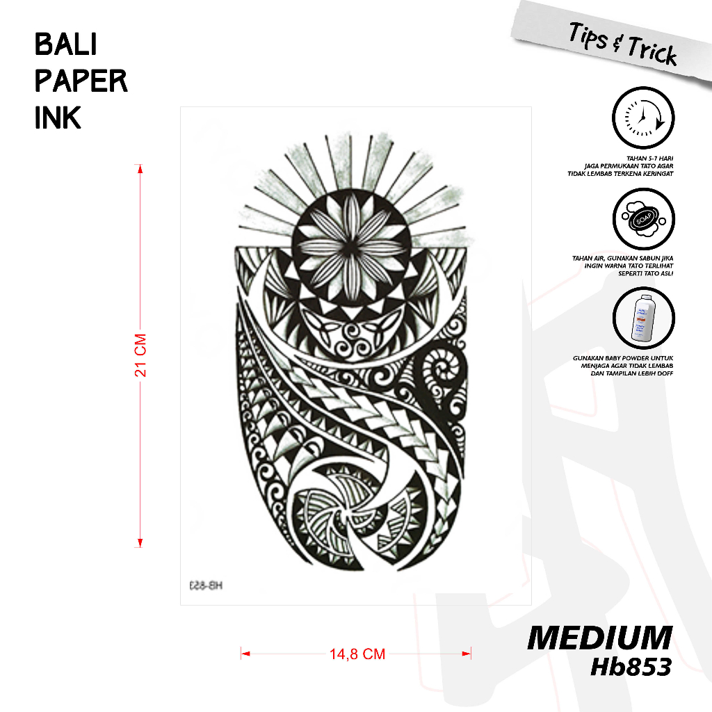 Bali Paper Ink HB853 Maori Tato Temporer Basic Bali Paper Ink Half Arm - Tato Lengan