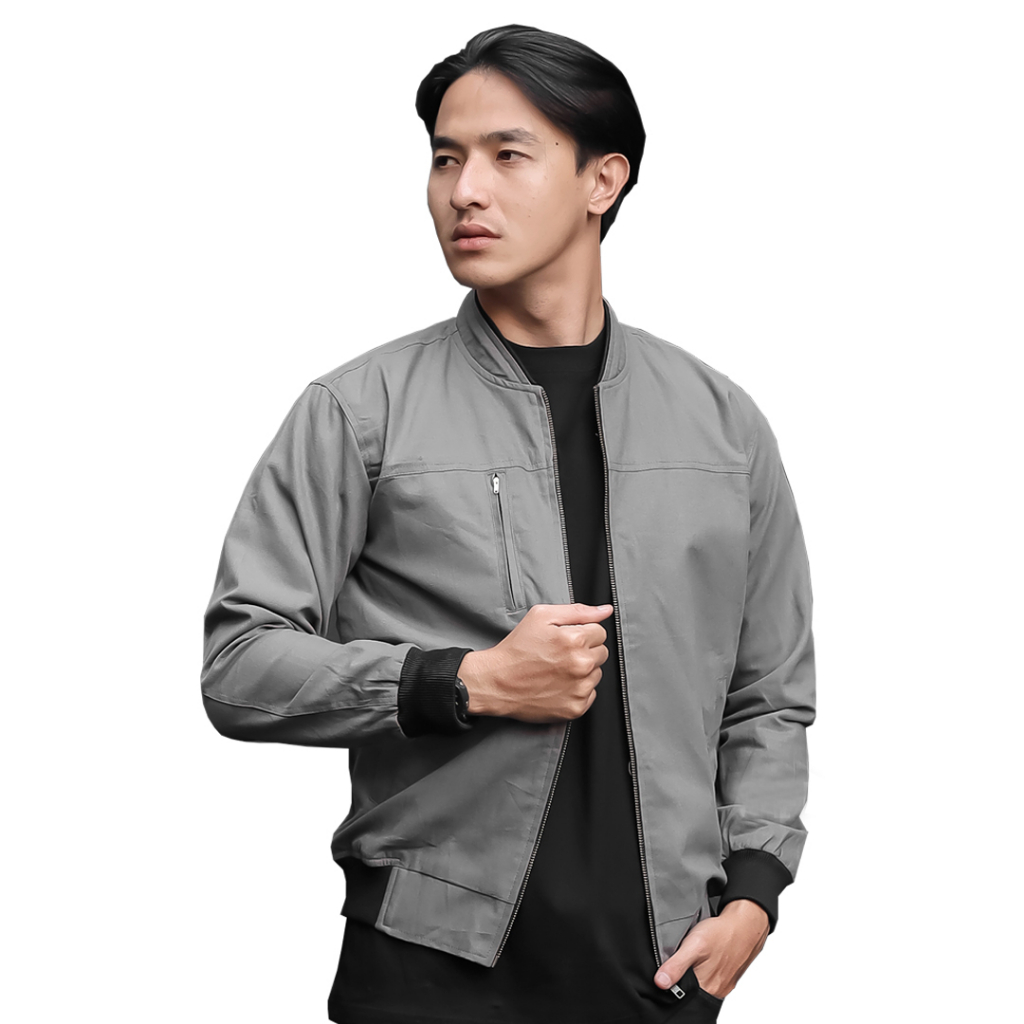 Justrue Jaket Bomber Slimfit Pria Jacket Canvas Premium