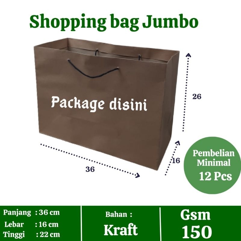 

Tas Sepatu/ Shopping bag Jumbo, tas kertas untuk kemasan sepatu, baju, buket, P36 L16 T26