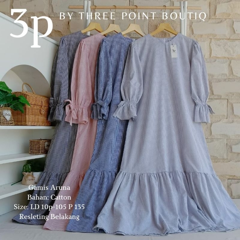 GAMIS ARUNA CATTON |gamis terbaru |dress three point |ori produk 3point |gamis kondangan |gamis simp
