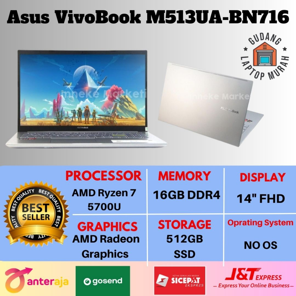 ASUS VivoBook M513UA-BN716 | Ryzen 7-5700U/16GB/512GB/15.6"FHD IPS