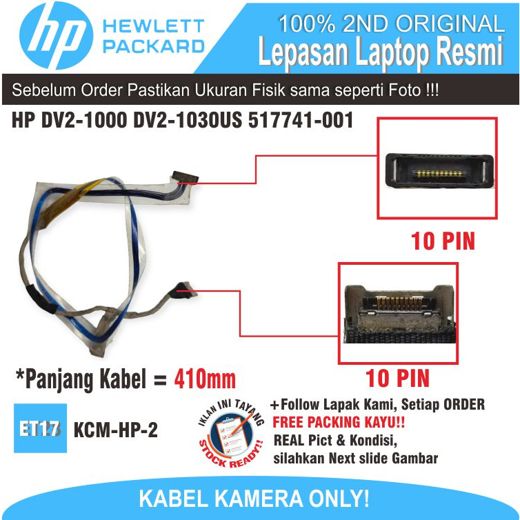 ET17  KCM-HP-2 Kabel Webcam Notebook Cable Lensa Youcam Netbook Kable Kamera Laptop HP DV2-1000 DV2-