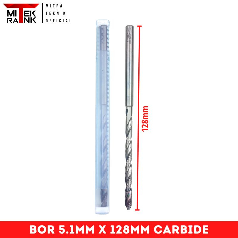 Mata Bor 5.1mm Panjang 128mm Bor Carbide Untuk Baja