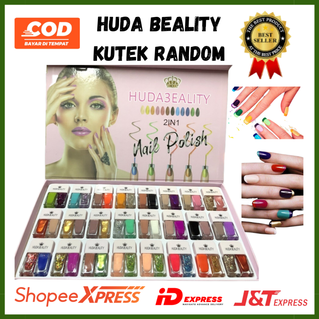Kutek Bisa Dikelupas Kutek Huda Beality 2 In 1 Kutek Dua Warna Nail Polish Kutek Random  58 ML